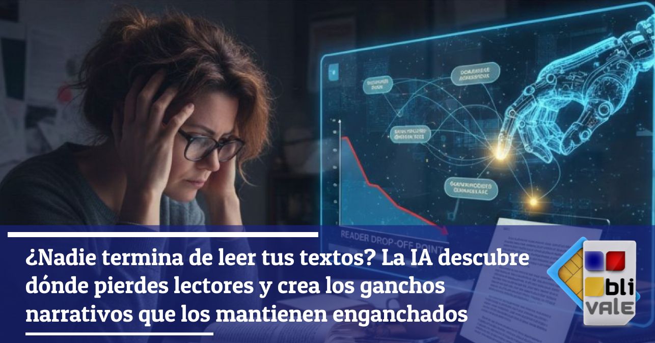 blivale_image_es_Nadie termina de leer tus textos La IA encuentra dónde pierdes al lector_643x337 ¿Nadie termina de leer tus textos? La IA descubre dónde pierdes lectores y crea los ganchos narrativos que los mantienen enganchados